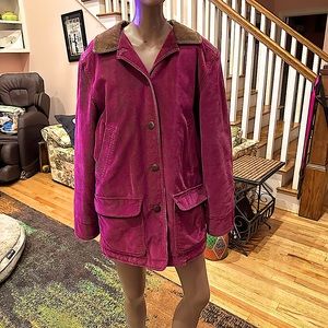 Ladies women’s LL Bean, purple corduroy jacket Size Large